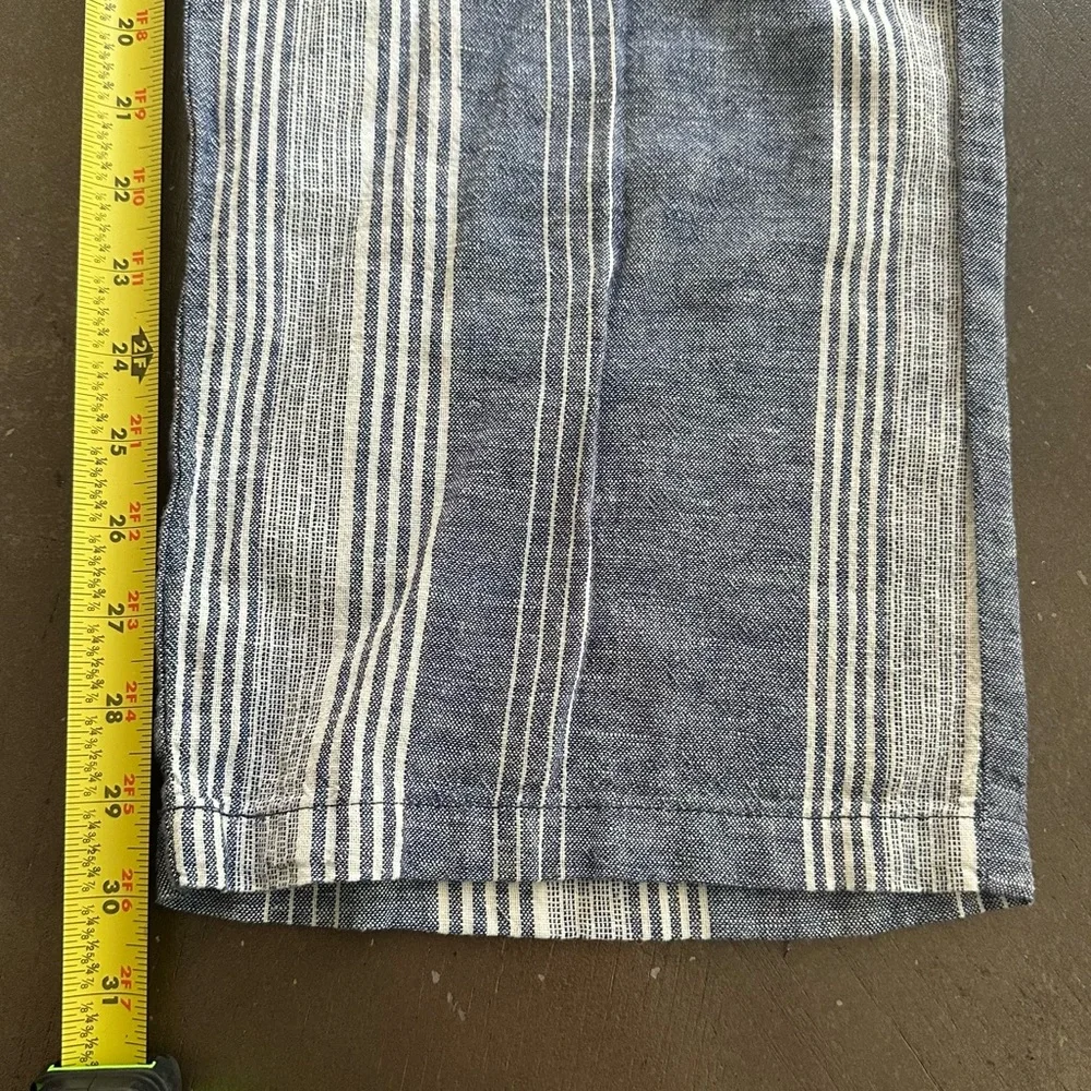 Old Navy Wide Leg Blue White Striped Linen Pants NWT Stretch Waist Size … - Picture 8 of 16